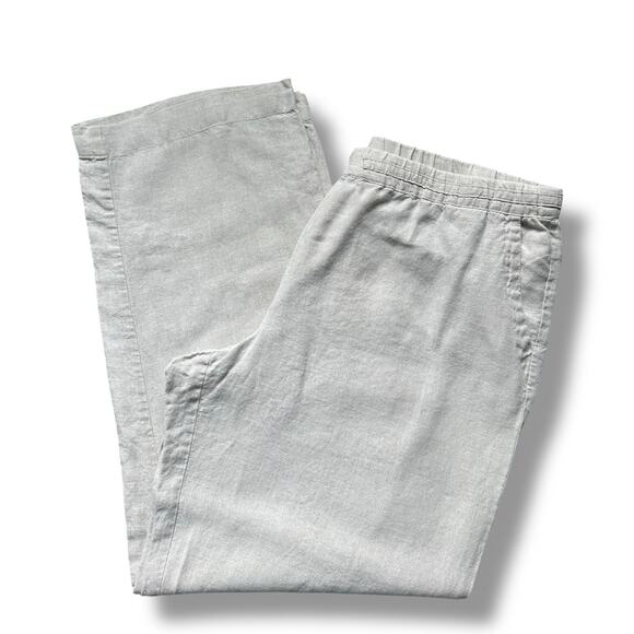 Charter Club Luxury Linen Pants Wide Leg Tan Khaki Crop Trousers Summer Size 16 - Picture 1 of 10
